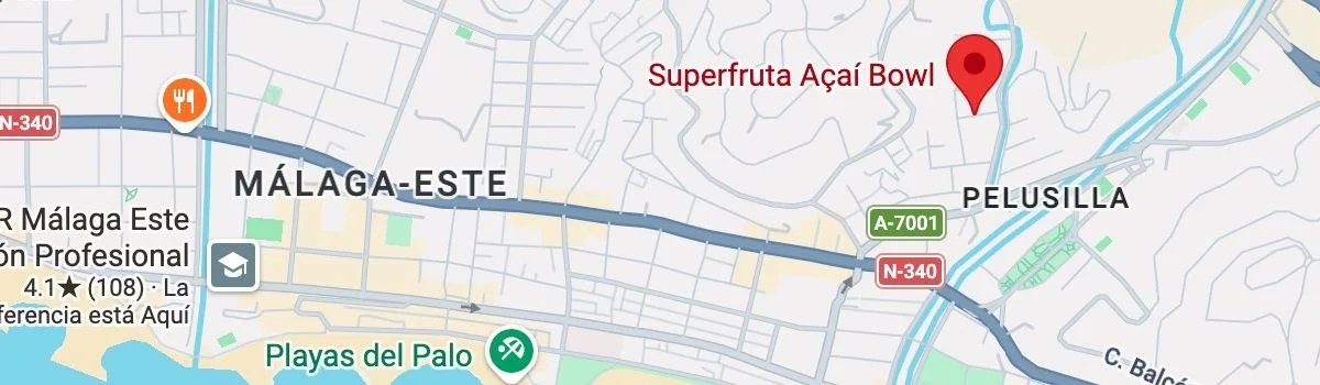 Mapa de Málaga Este con la ubicación de Superfruta Açaí Bowl